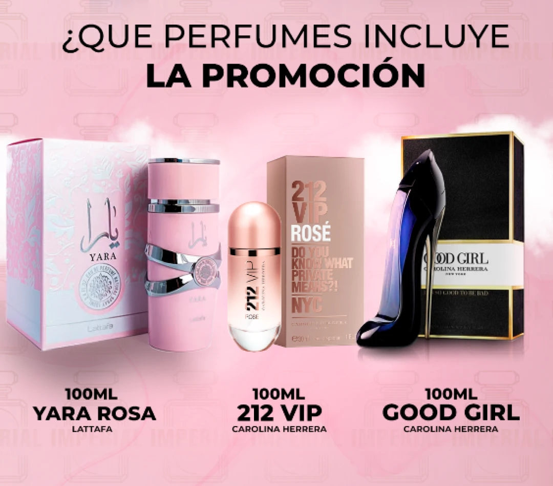 Yara 100ml + 212 VIP Rosé 80ml + Good Girl 80ml